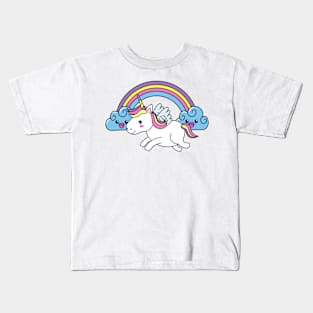 Unicorn baby across the Rainbow Kids T-Shirt